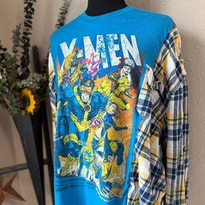 Marvel X-Men Classic Refashioned Upcycled Reworked Flannel ~M/L See Measurements